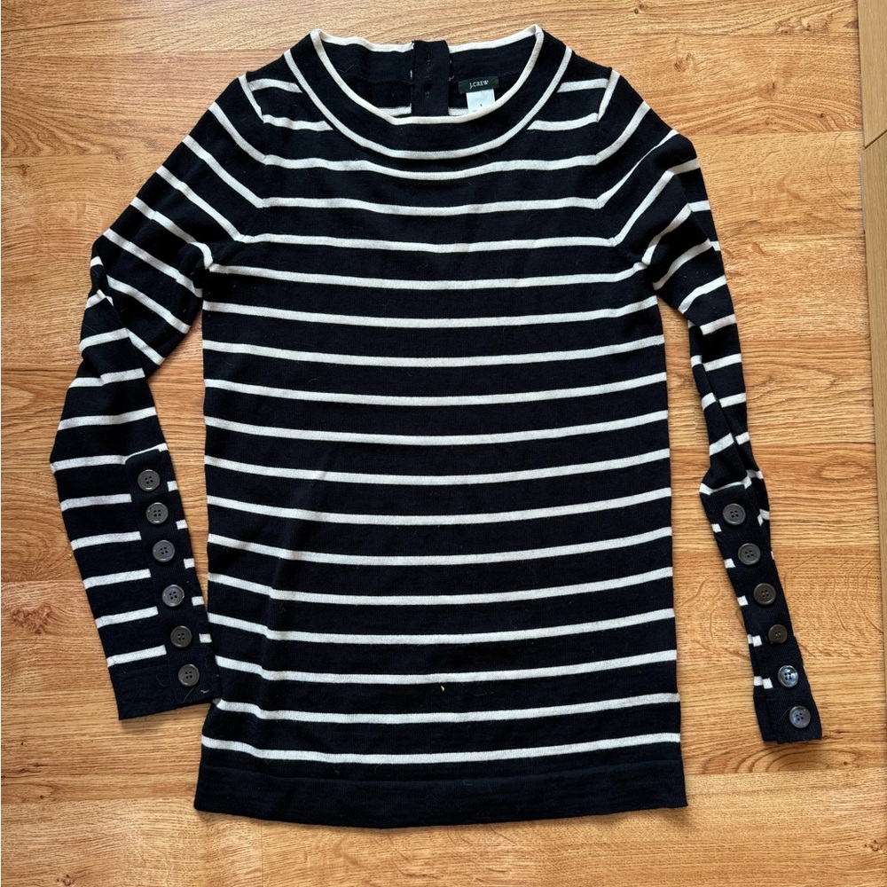 J. Crew Black and White Striped Sweater